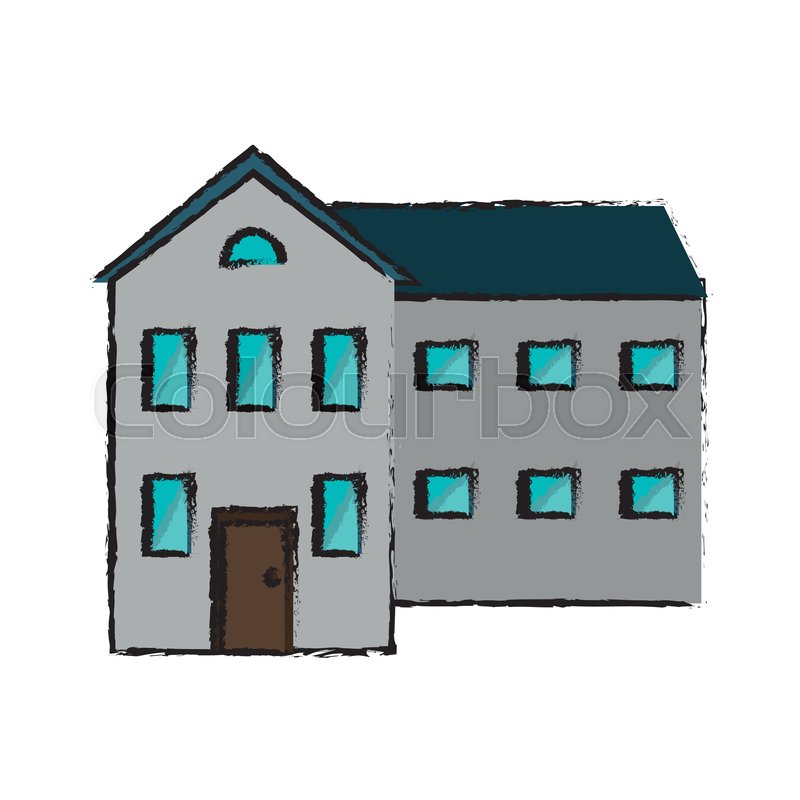 800x800 Drawing Big House And Many Windows Stock Vector Colourbox