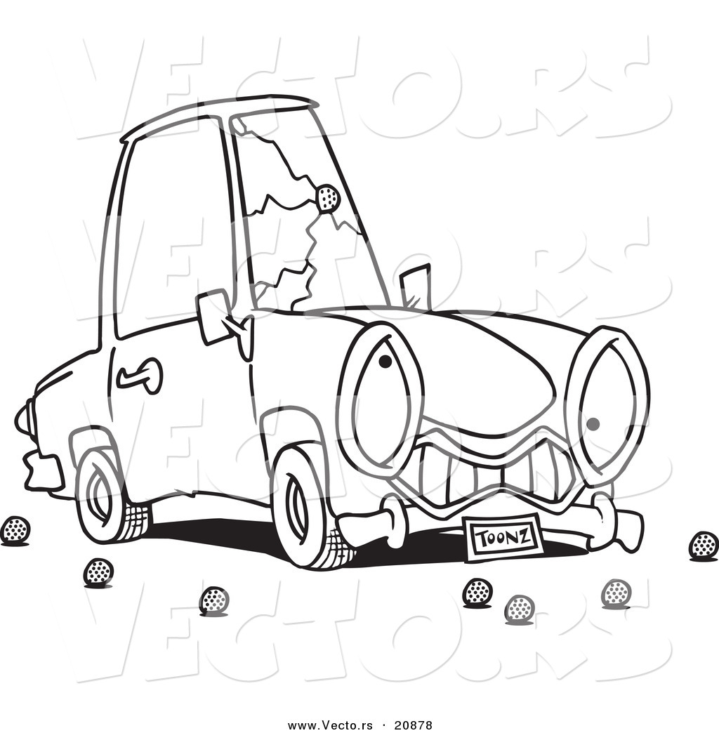 Vector Of A Cartoon Car With A Cracked Windshield 1024x1044 Vector Of A Cartoon Car With A Cracked Windshield