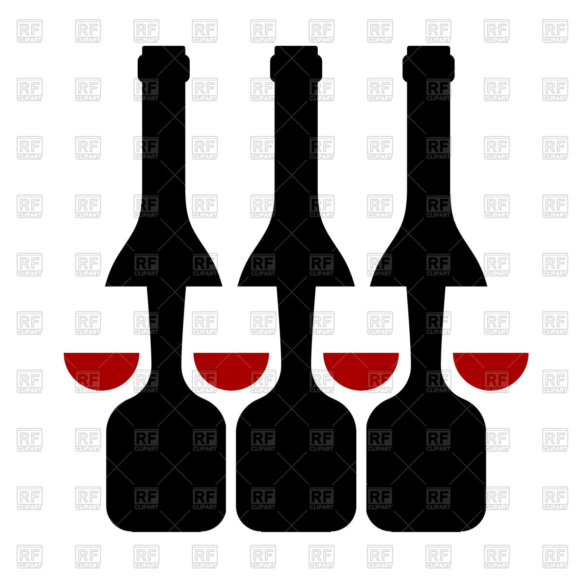 1200x1200 Row Of Wine Bottles And Glass Silhouette Vector Image Of Objects
