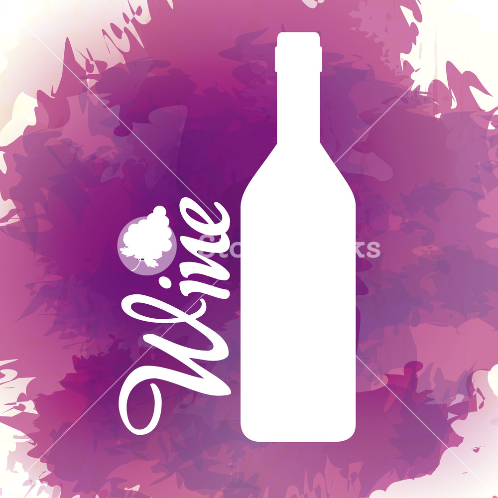 1000x1000 Wine Bottle Silhouette On Purple Splash Vector Illustration
