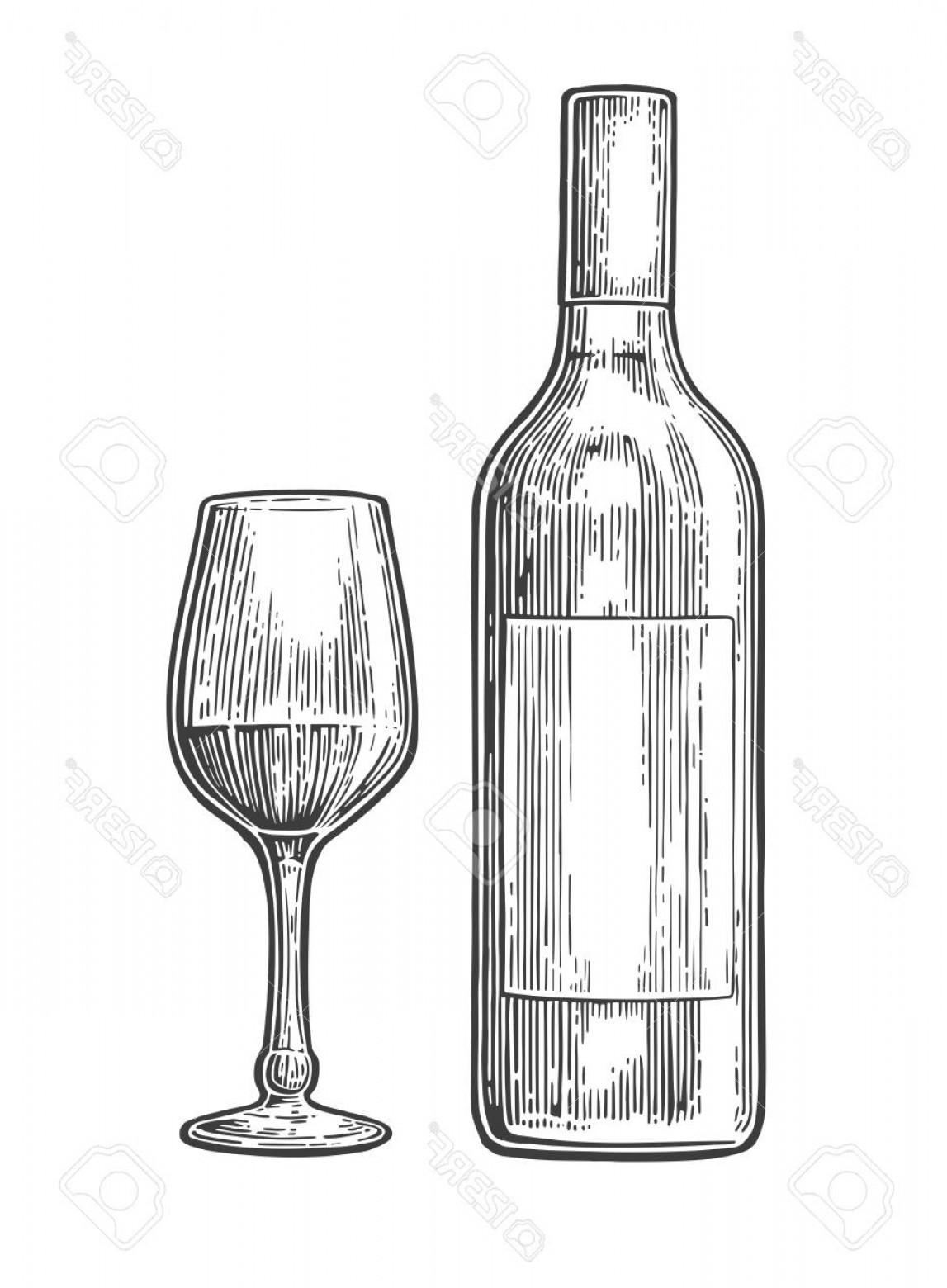 Photostock Vector Bottle And Glass With Wine Black Vintage 1147x1560 Photostock Vector Bottle And Glass With Wine Black Vintage