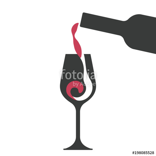 500x500 Filling A Glass Of Red Wine, Wine Glass And Wine Bottle Vector