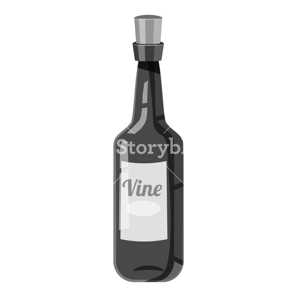 1000x1000 Wine Bottle Icon Gray Monochrome Illustration Of Wine Bottle
