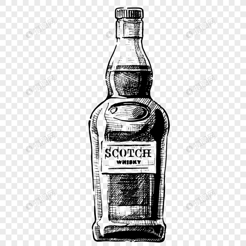 860x860 Creative Hand Painted Wine Bottle Vector Elements Png