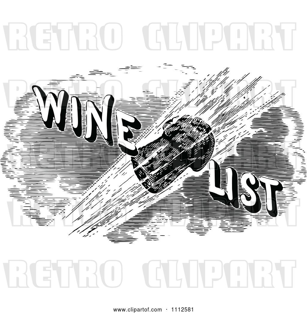 1024x1044 Vector Clip Art Of Retro Cork Flying With Wine List Text