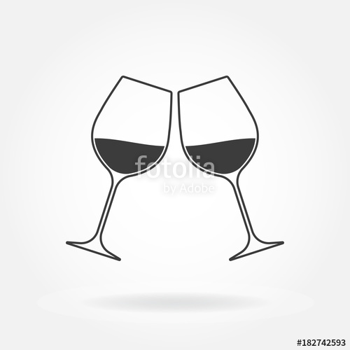 500x500 Cheers Icon Two Wine Glasses Vector Illustration Stock Image