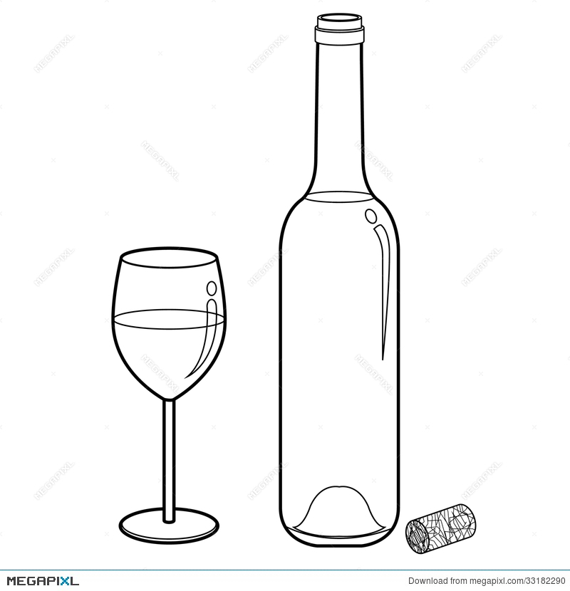 Wine Glass And Bottle Outline Vector Illustration 800x830 Wine Glass And Bottle Outline Vector Illustration