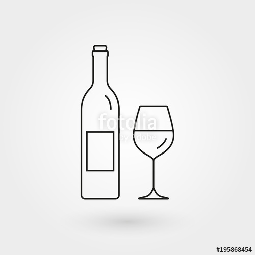 Wine Bottle With Wine Glass Outline Icon Minimal Line Design 500x500 Wine Bottle With Wine Glass Outline Icon Minimal Line Design