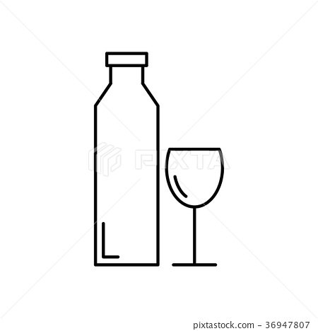 Bottle And Wine Glass Outline Vector Icon 450x468 Bottle And Wine Glass Outline Vector Icon