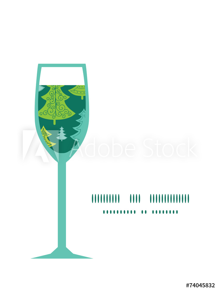 750x1000 Photo Art Print Vector Holiday Christmas Trees Wine Glass