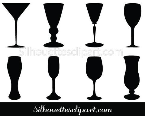 Wine Glass Silhouette Vector at Vectorified.com | Collection of Wine ...