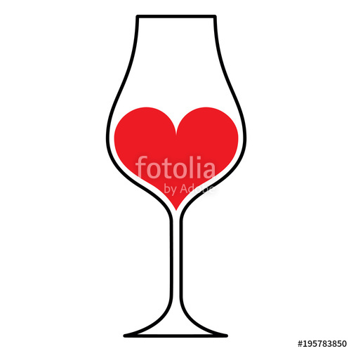 500x500 Wine Glass Silhouette Wtih A Red Heart Inside, Isolated Stock