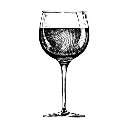 Standard Red Wine Glass Vector Illustration Of Stemware In Ink 450x450 Standard Red Wine Glass Vector Illustration Of Stemware In Ink