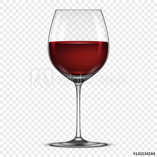 500x500 Vector Realistic Wineglass With Red Wine Icon Isolated