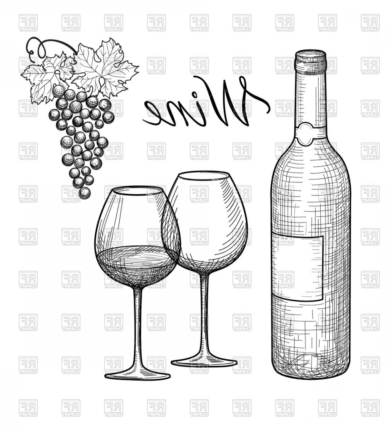 1320x1440 Wine Glass Bottle And Grape Branch Vector Clipart Newwaysys