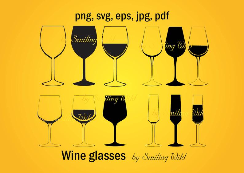 794x562 Wine Glass Png Silhouette Printable Art Clipart Cutout Etsy
