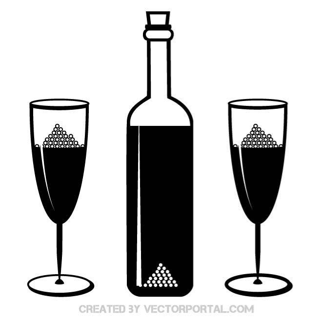 660x660 Bottle And Glasses Vector