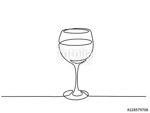 500x375 Continuous One Line Drawing Wine Glass Vector Illustration