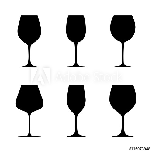500x500 Various Wine Glasses Vector Illustration