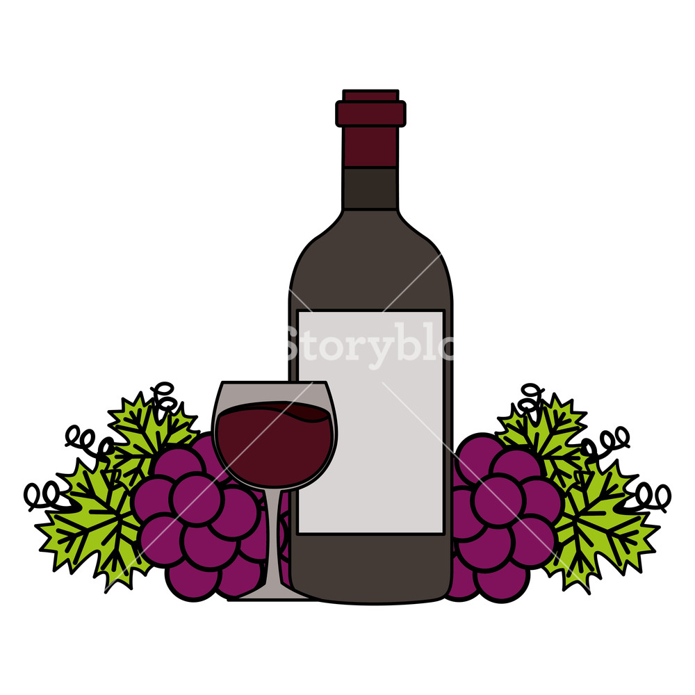 Wine Bottle Cup And Fresh Grapes Vector Illustration Royalty Free 1000x1000 Wine Bottle Cup And Fresh Grapes Vector Illustration Royalty Free