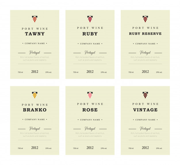 626x572 Port Wine Labels Vector Premium Template Set Vector Premium