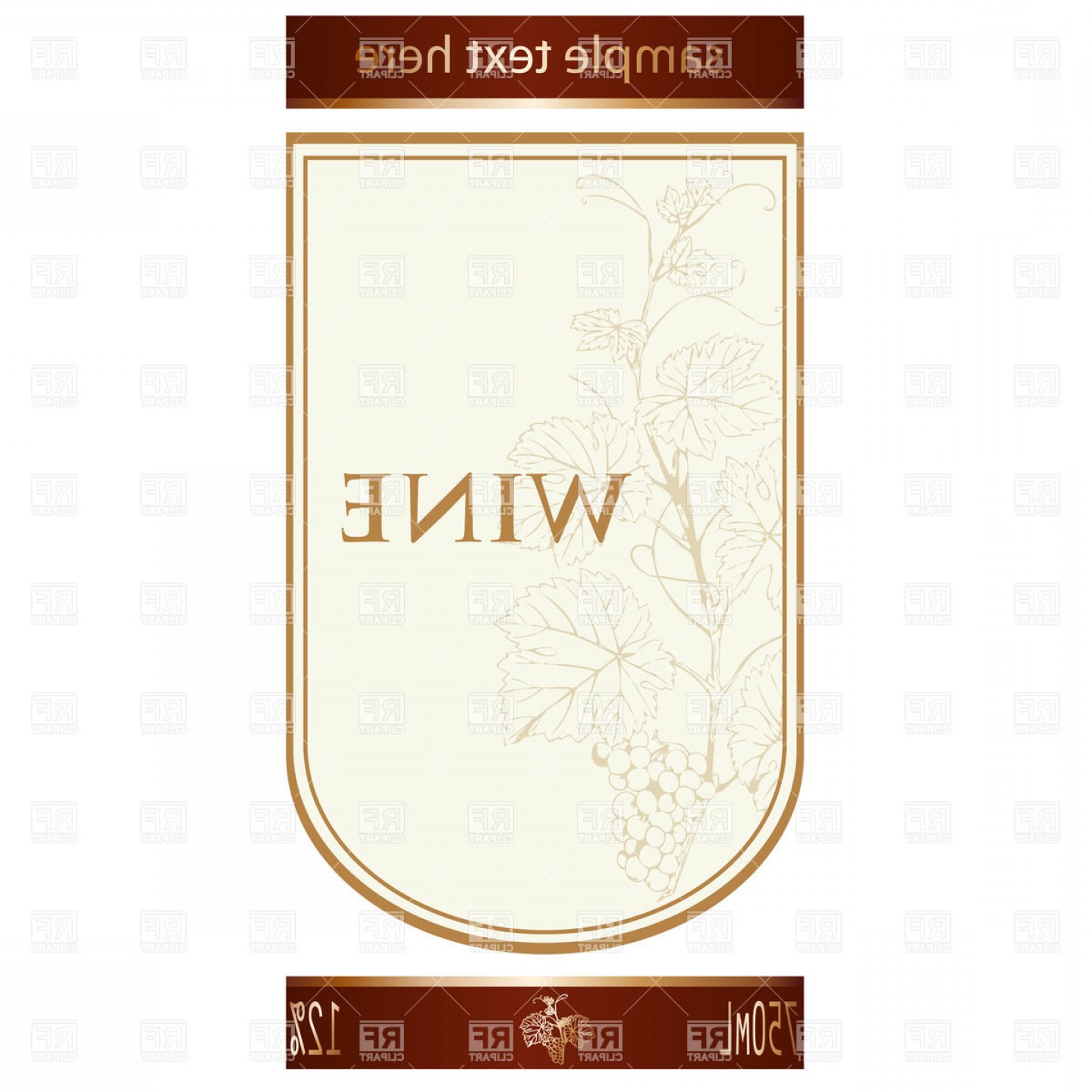 1440x1440 Template Of Wine Label With Vine And Bunch Of Grapes Vector