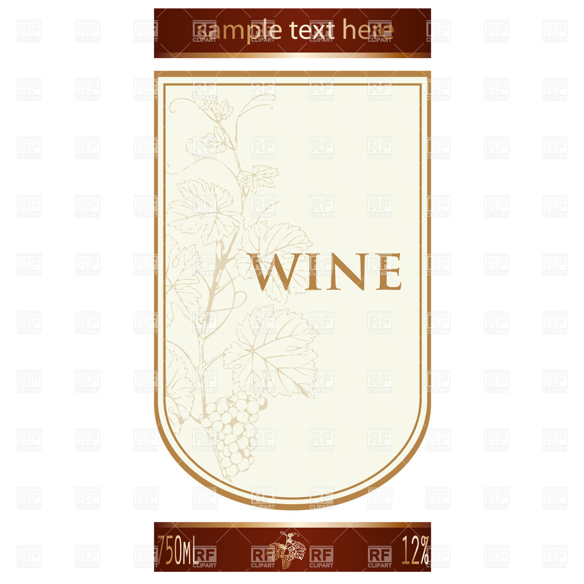 1200x1200 Template Of Wine Label With Vine And Bunch Of Grapes Vector Image