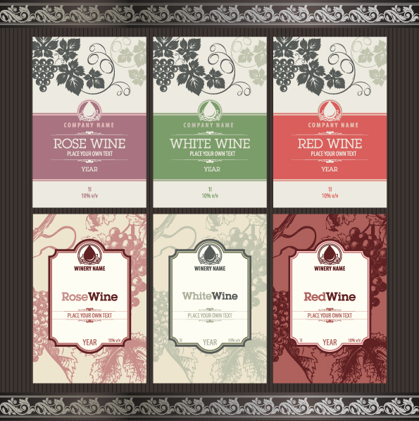 595x597 Vintage Elements Of Wine Labels Vector Material Free Download