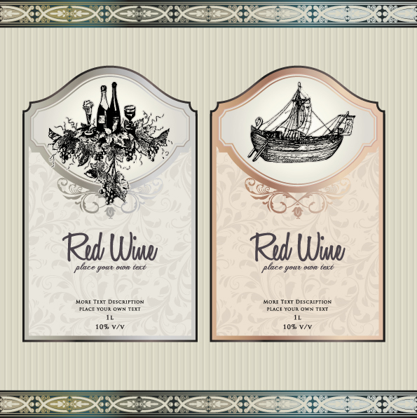 595x597 Vintage Elements Of Wine Labels Vector Material Over Millions