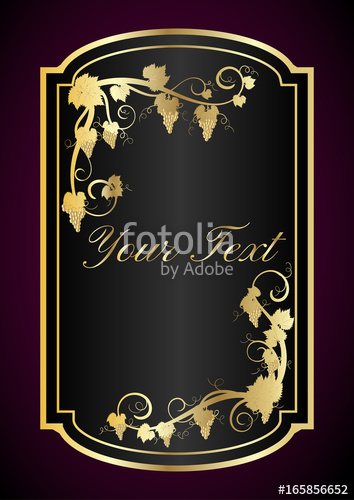 354x500 Wine Label Template For Wine In Black And Gold Stock Image