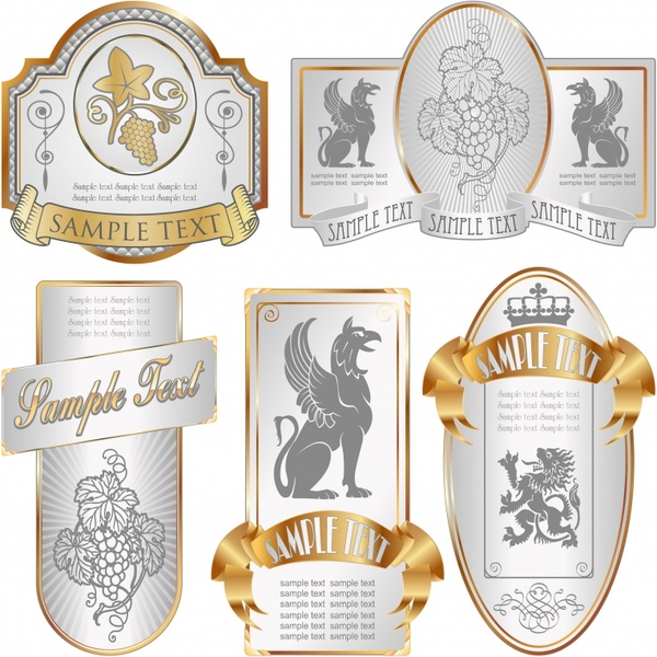 600x600 Label Templates Classical Elegant Shapes Free Vector