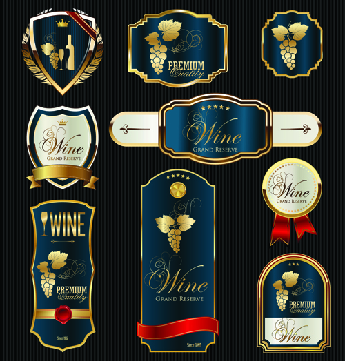 500x524 Luxury Golden Wine Labels Vector Free Download