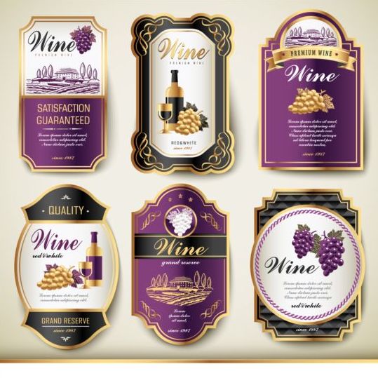 539x539 Purple With Black Wine Labels Vintage Vector Free Download