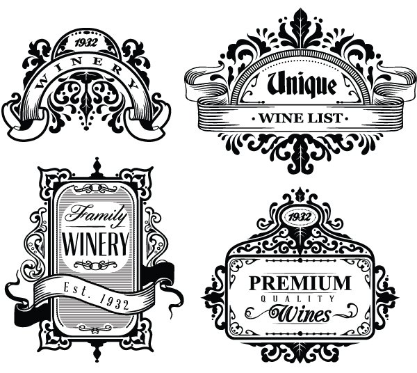 600x536 Wine Labels Vector Set