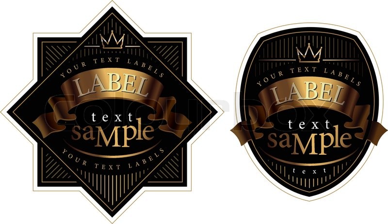 800x463 Black Wine Label With A Gold Ribbon Stock Vector Colourbox