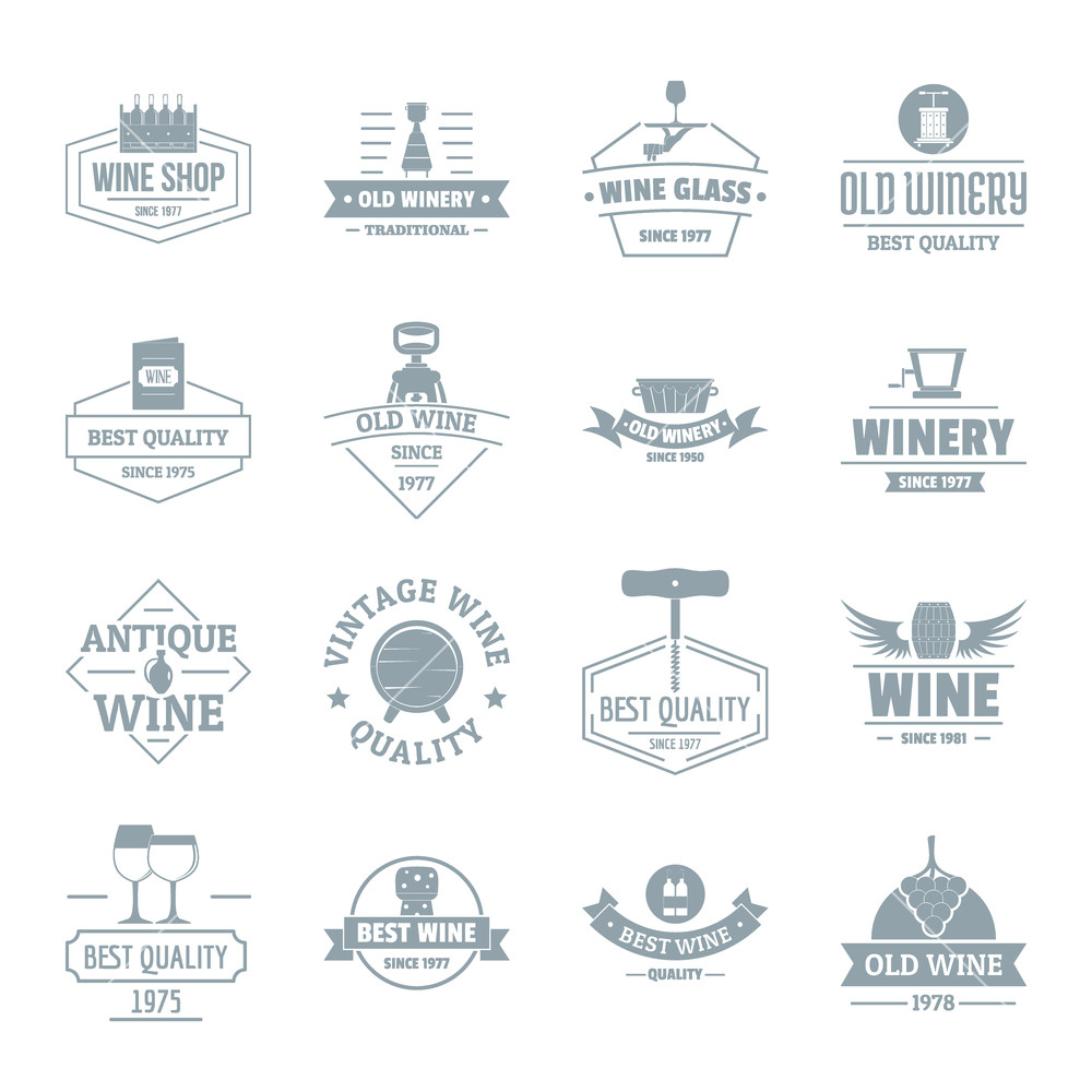1000x1000 Wine Logo Icons Set Simple Illustration Of Wine Logo Vector