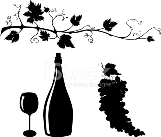 517x440 Grape And Wine Silhouettes Set Stock Vector