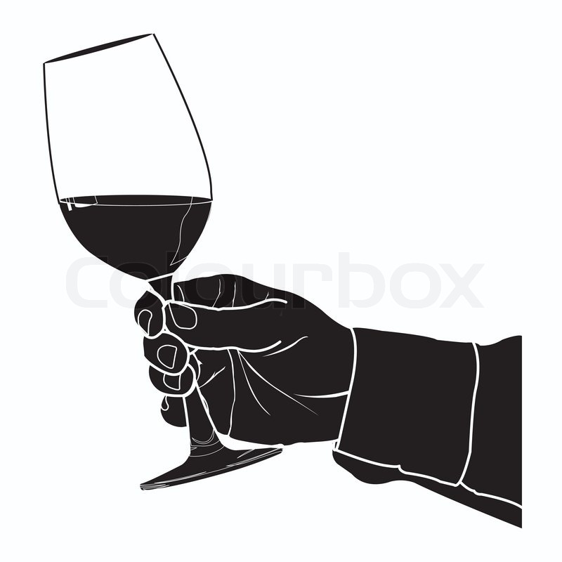 800x800 Hand Holding Glass Of Wine Silhouette Stock Vector Colourbox