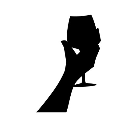 450x417 Hand With A Glass Drinking Wine Silhouette Vector Illustration