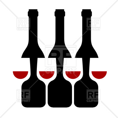 400x400 Row Of Wine Bottles And Glass Silhouette Vector Image Of Objects