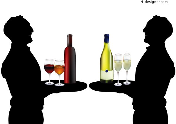 600x425 Designer Holding Wine Waiter Silhouette Vector Material