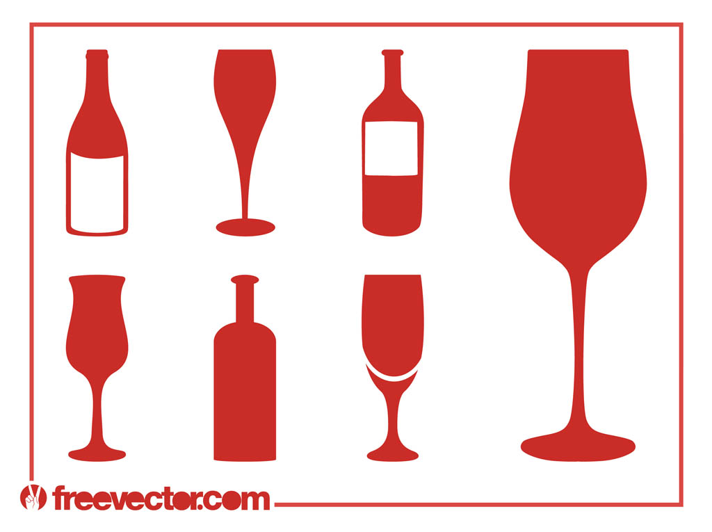 1024x765 Wine Silhouettes Set Vector Art Graphics