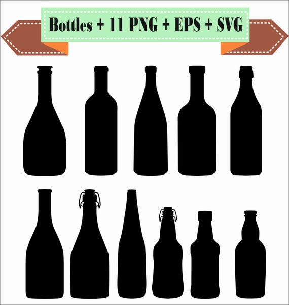 570x603 Bottles Bottle Of Wine Alcohol Beer Liquor Silhouette Vector Etsy