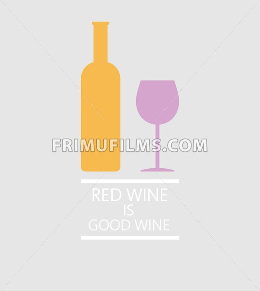 535x600 Red Wine Tasting Card, A Bottle With Glass Over A Silver