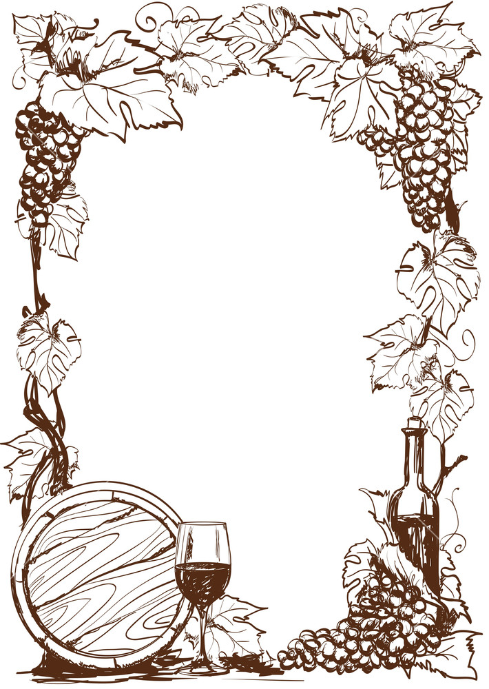 710x1000 Hand Drawn G Rapeseed And Bottle Of Wine Vector Decorative