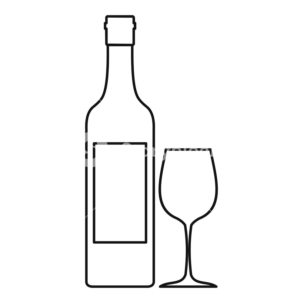 1000x1000 Bottle Of Wine Icon Outline Illustration Of Bottle Of Wine Vector