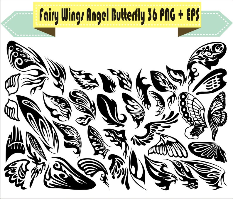 794x678 Fairy Wings Angel Butterfly Silhouette Vector Clipart Png Etsy