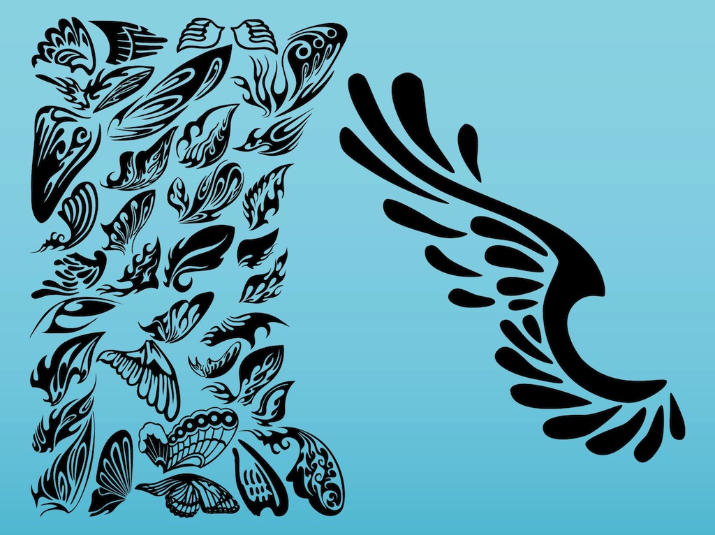1024x766 Wing Silhouettes Vector Art Graphics
