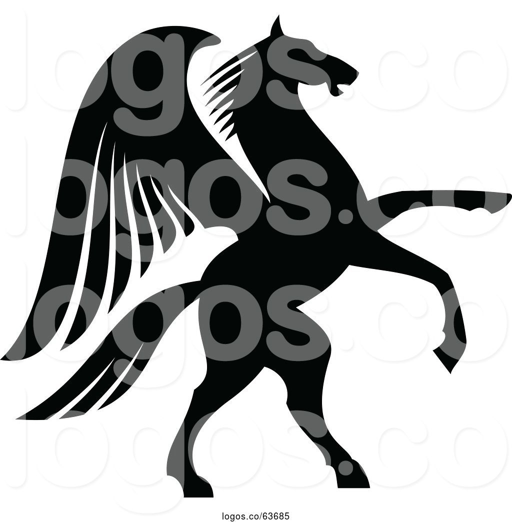 1024x1044 Logo Of Black And White Silhouetted Rampant Winged Horse Pegasus