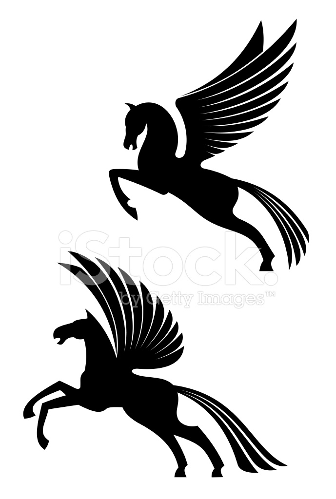 689x1024 Pegasus Winged Horses Stock Vector
